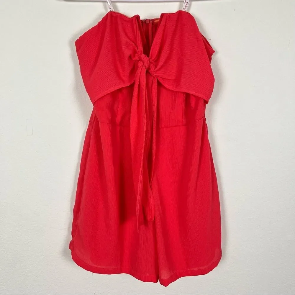 Guess Hot Pink Strapless Tie Front Romper- Size Small- NWTs - Picture 2 of 5